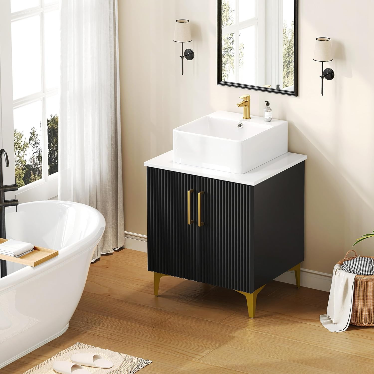 YITAHOME 24 Inch Bathroom Vanity with Vacuum Forming, Freestanding Storage Cabin