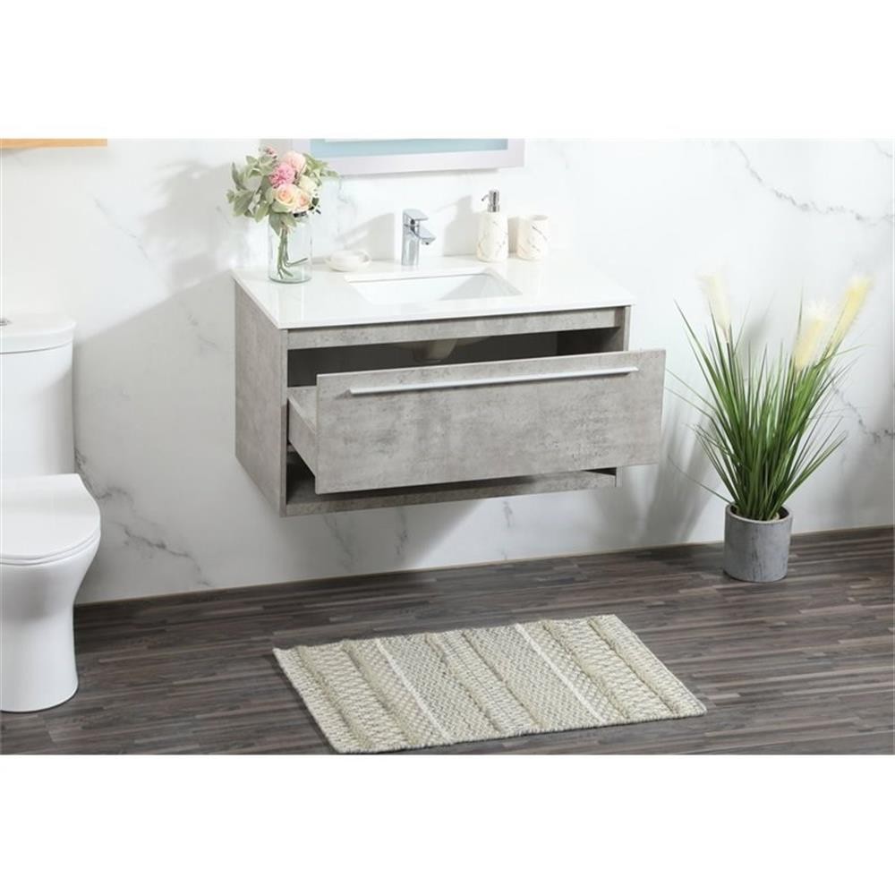 Elegant Decor Roman 36″ Aluminum Alloy MDF Single Bathroom Vanity in Gray
