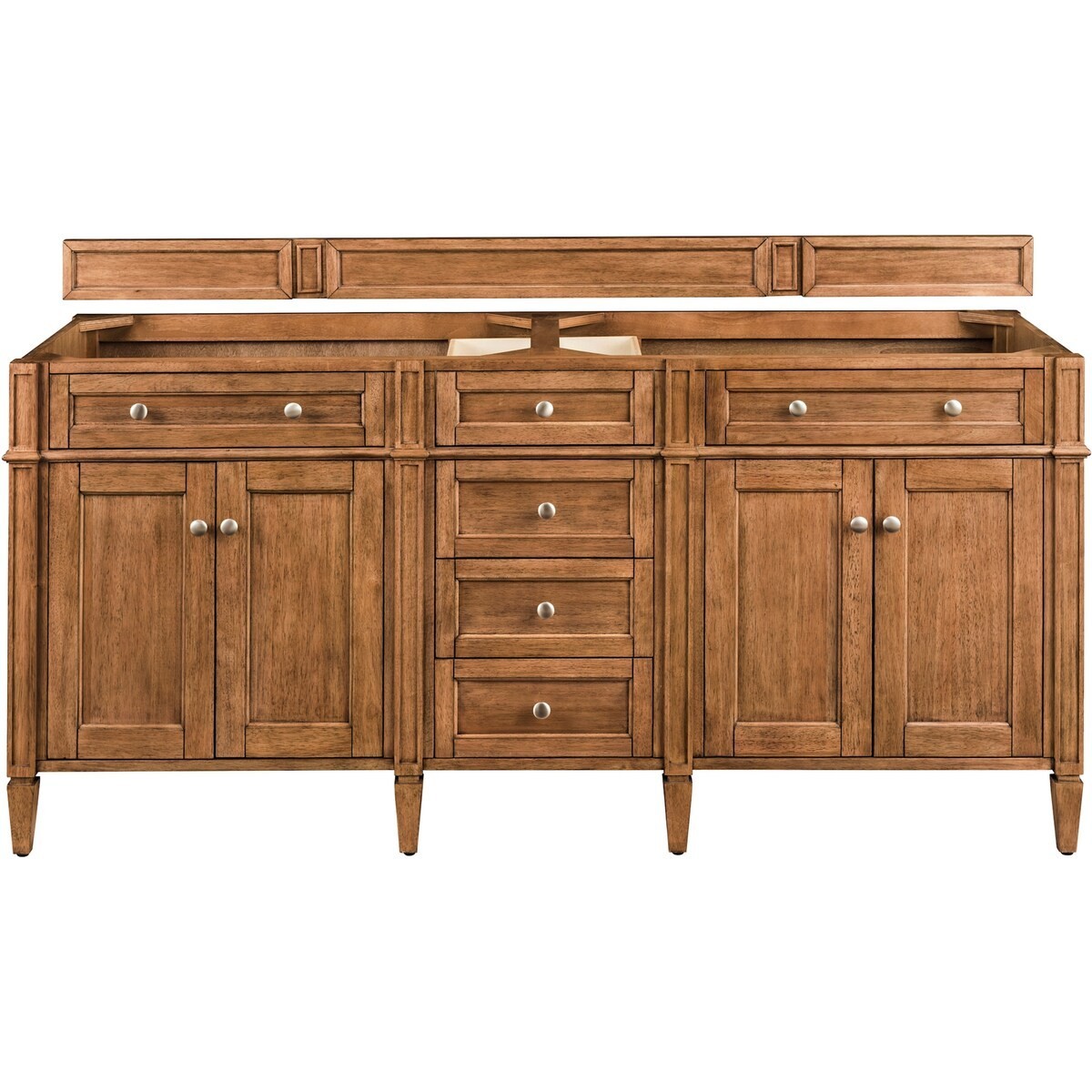 James Martin Brittany Series 72-Inch Double Bathroom Vanity Base — Saddle Brown
