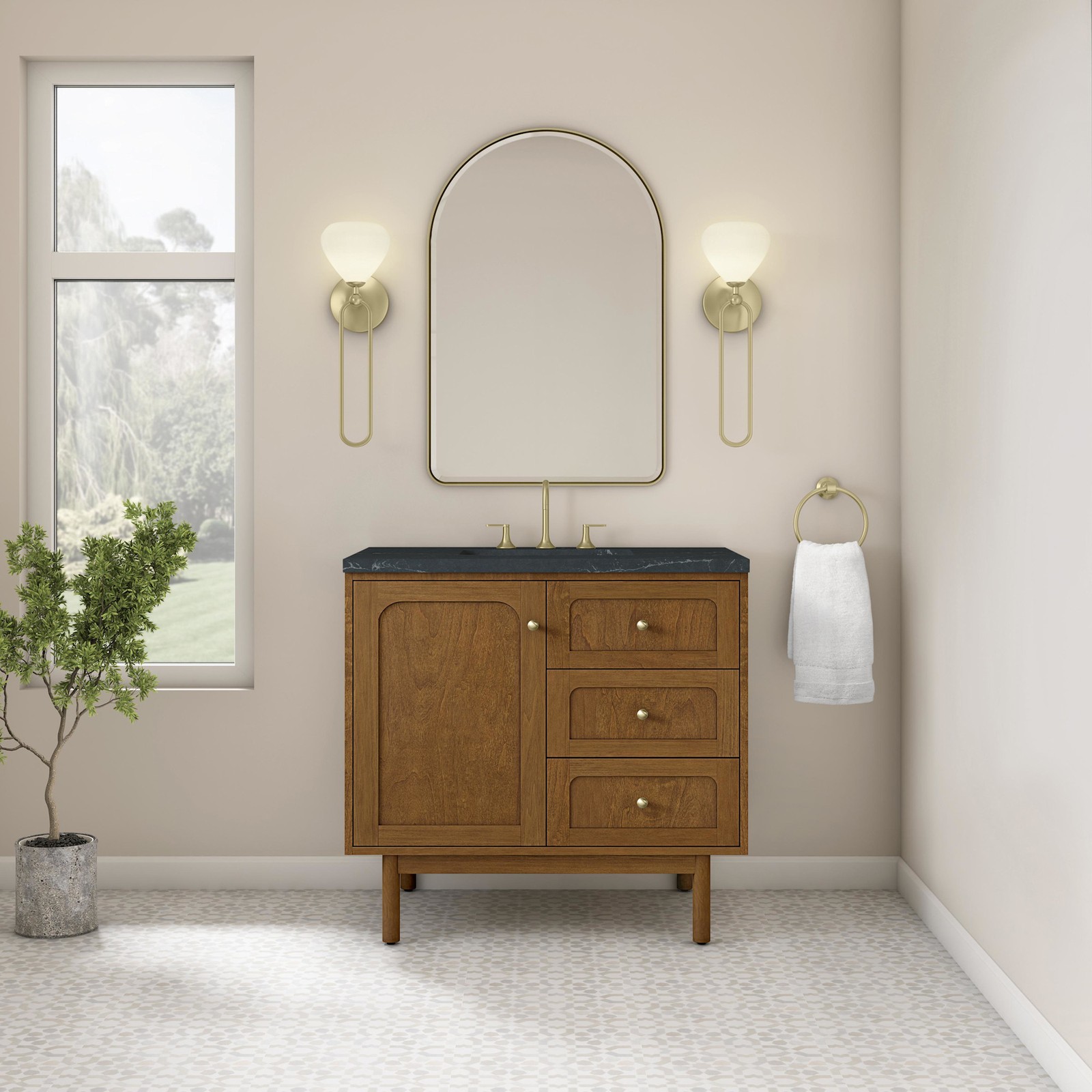 James Martin Vanities 545-V36-3CSP Laurent 36″ Single Basin – Light Natural Oak