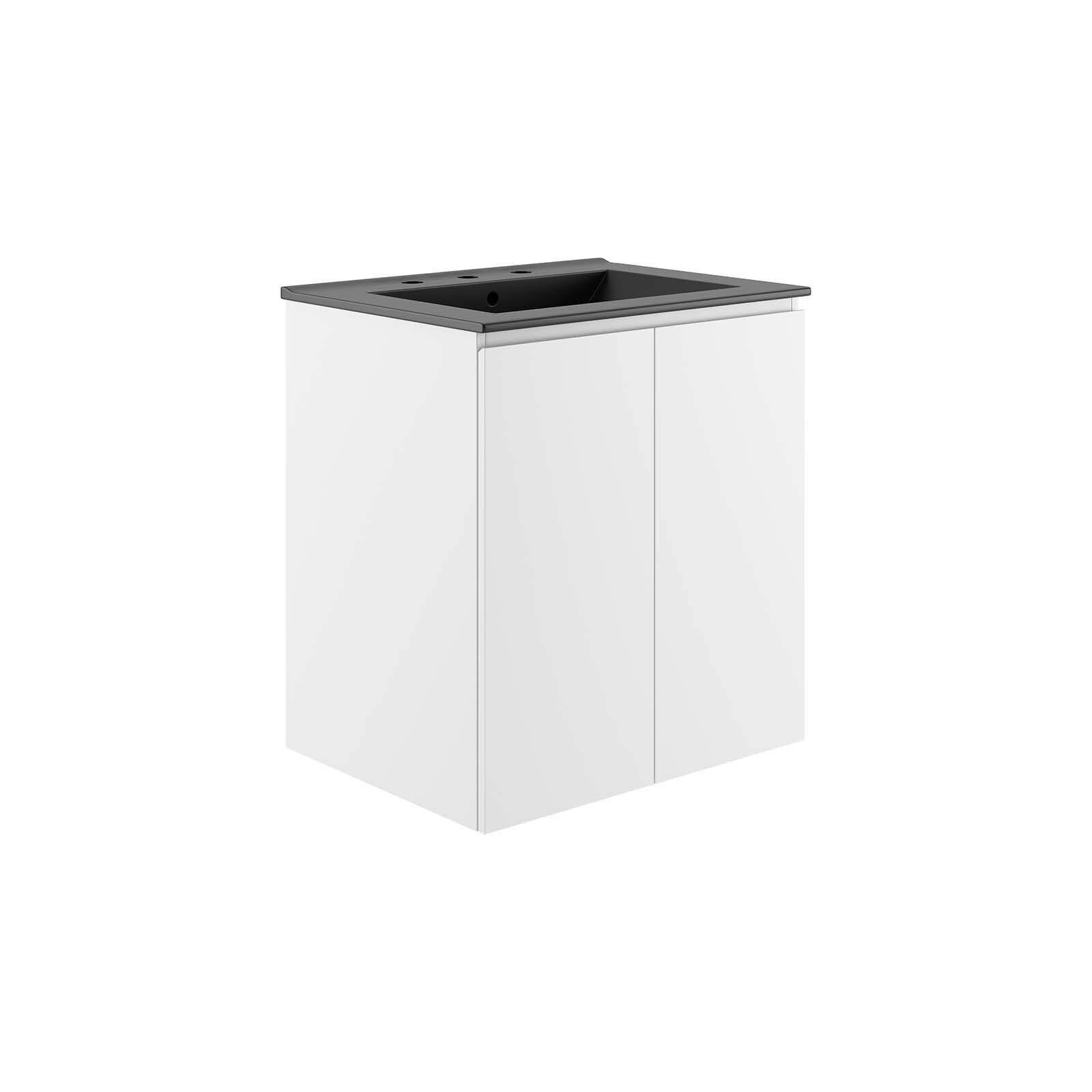 Modway Bryn 24″ Wall-Mount Bathroom Vanity in White Black