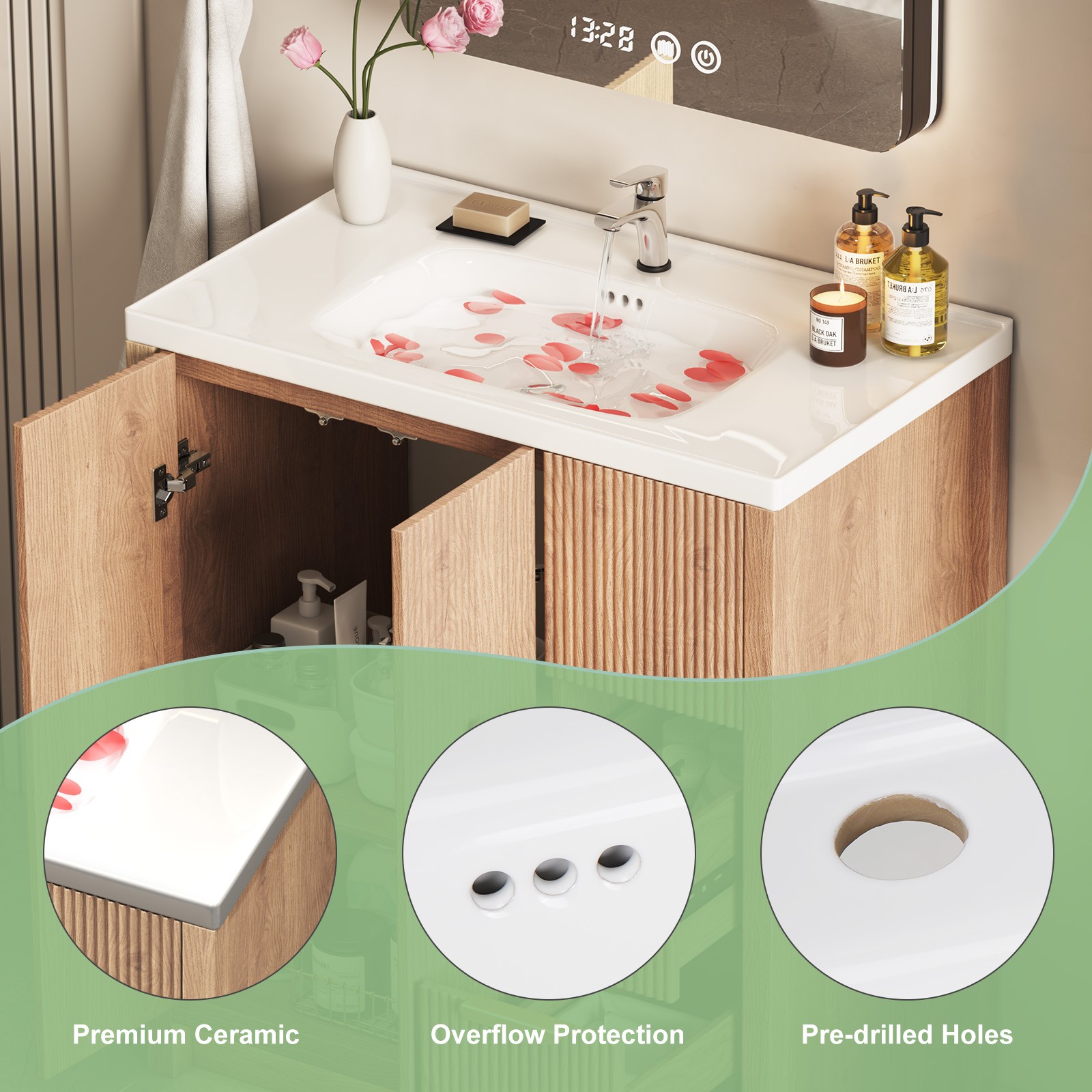 31″ Bathroom Vanity with Sink Bathroom Cabinet with Shelf Storage and Drawer