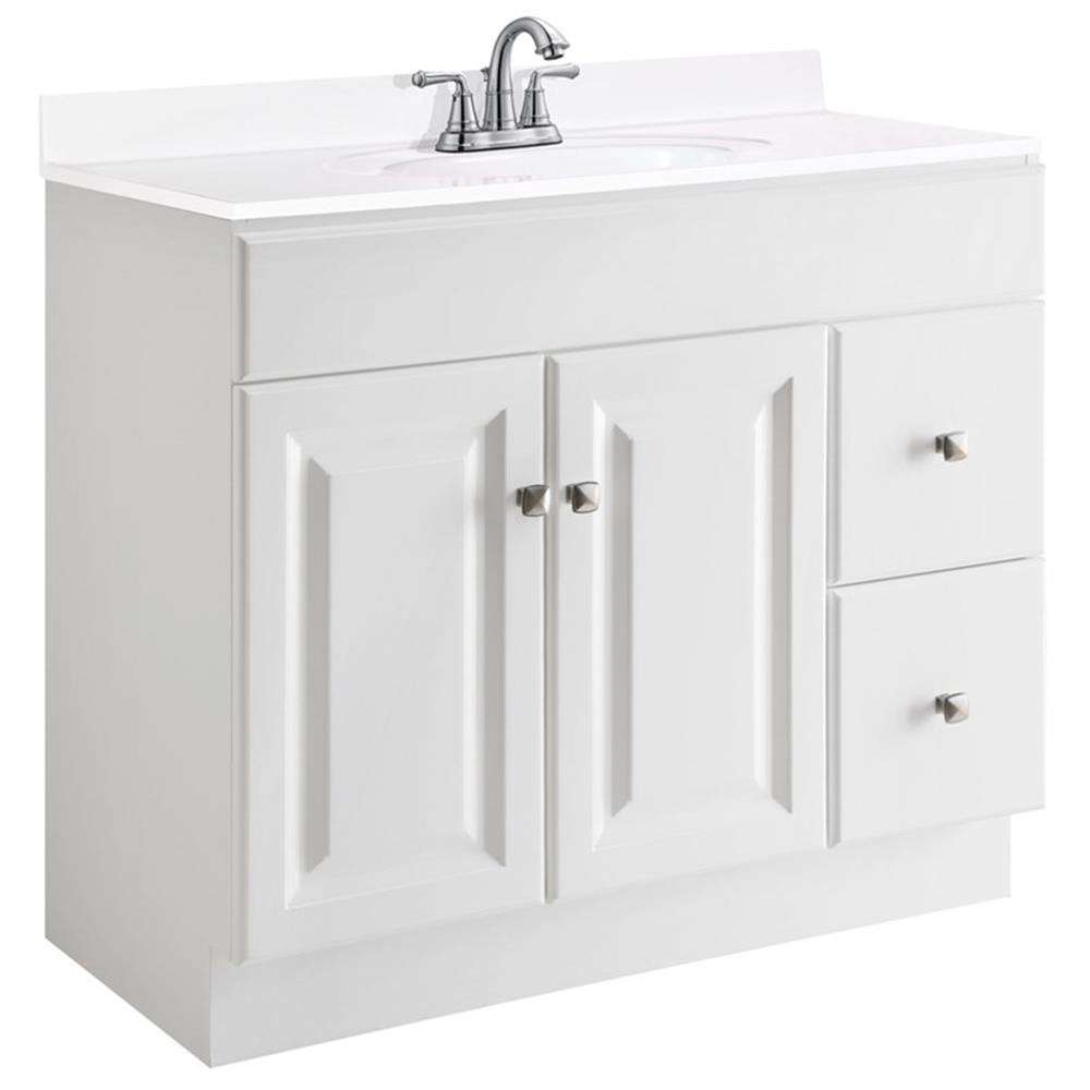 Wyndham 36-Inch 2-Drawer Wood Vanity Without Top in White