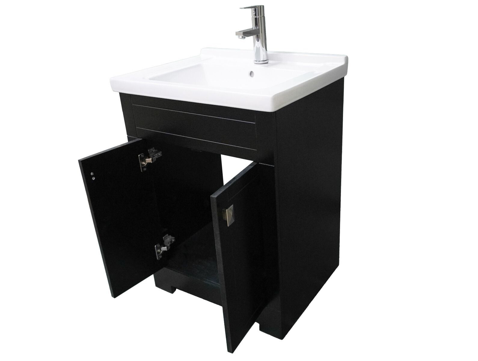 Trenta 24″ W x 19″ D x 33″ H Vanity in Black with White Ceramic Vanity Top