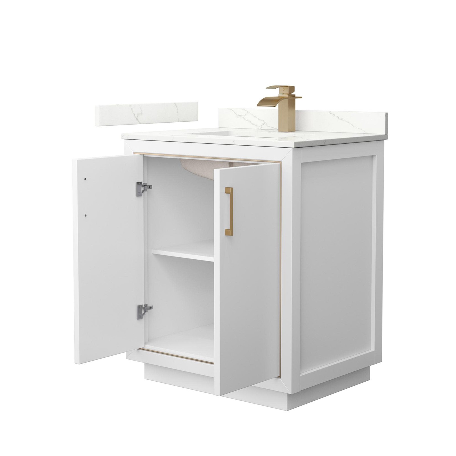 Wyndham Collection WCF111130S-QTZ-UNSMXX Icon 30″ – Dark Gray / White Quartz Top