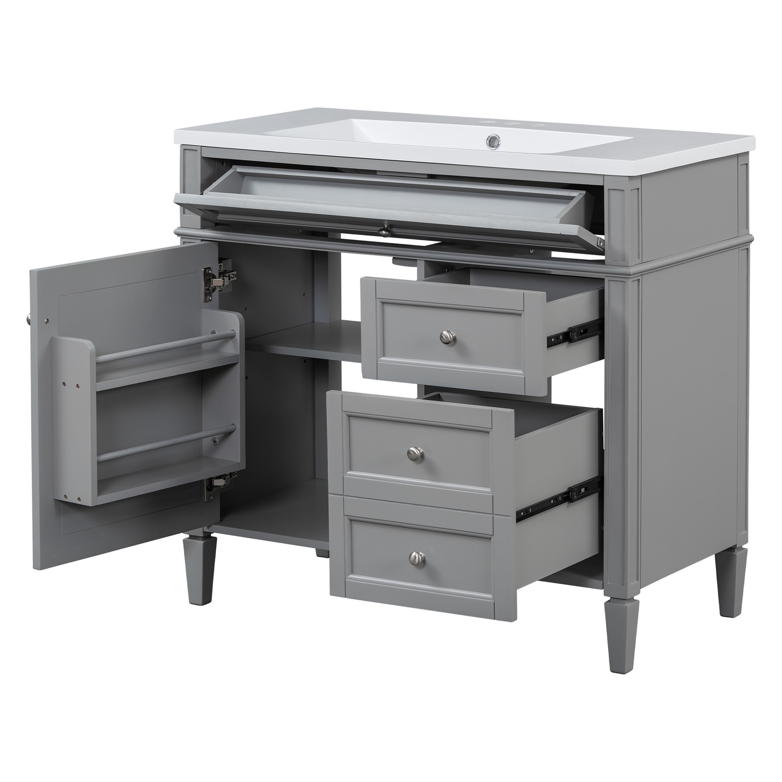 Single sink bathroom dressing table,2 soft-closed doors and 2 drawers