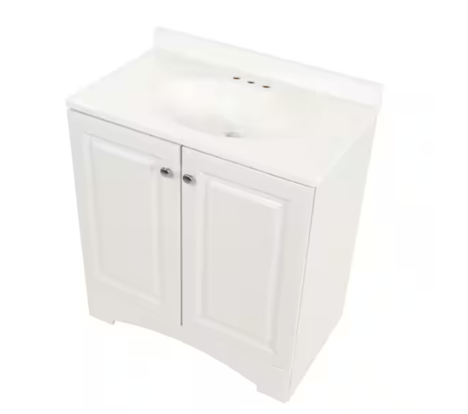 Glacier Bay 31″ Single-Sink Vanity – White with White Cultured Marble Top