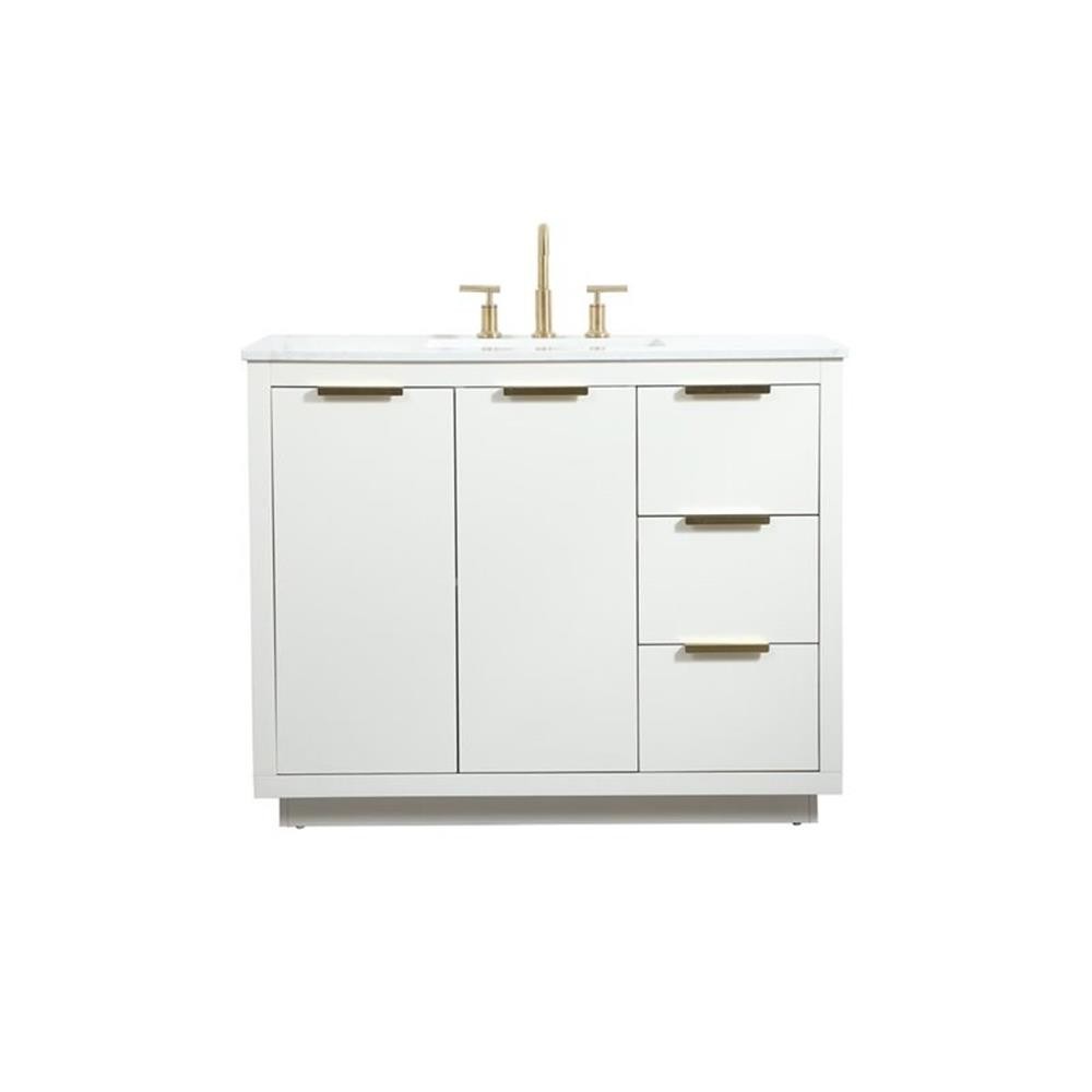 Elegant Decor Blake 42″ Aluminum Alloy MDF Single Bathroom Vanity in White