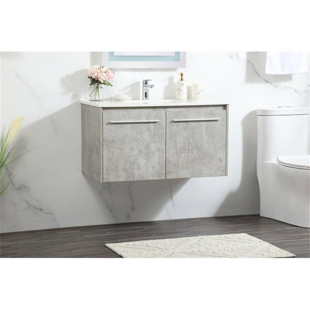 Elegant Decor Penn 36″ Aluminum Alloy MDF Single Bathroom Vanity in Gray