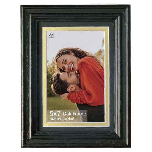 Picture Frame Matted to 4×6 – Thickened and Widened, Mortise & Tenon, 5×7 Black