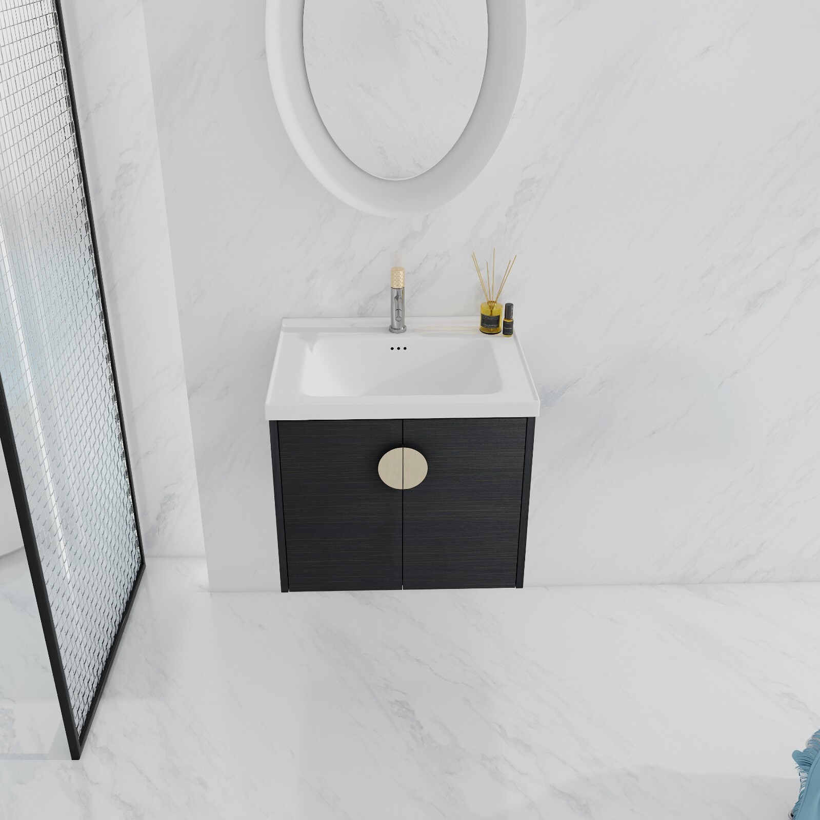 24 Inch Soft Close Doors Bathroom Vanity With Sink, For Small Bathroom