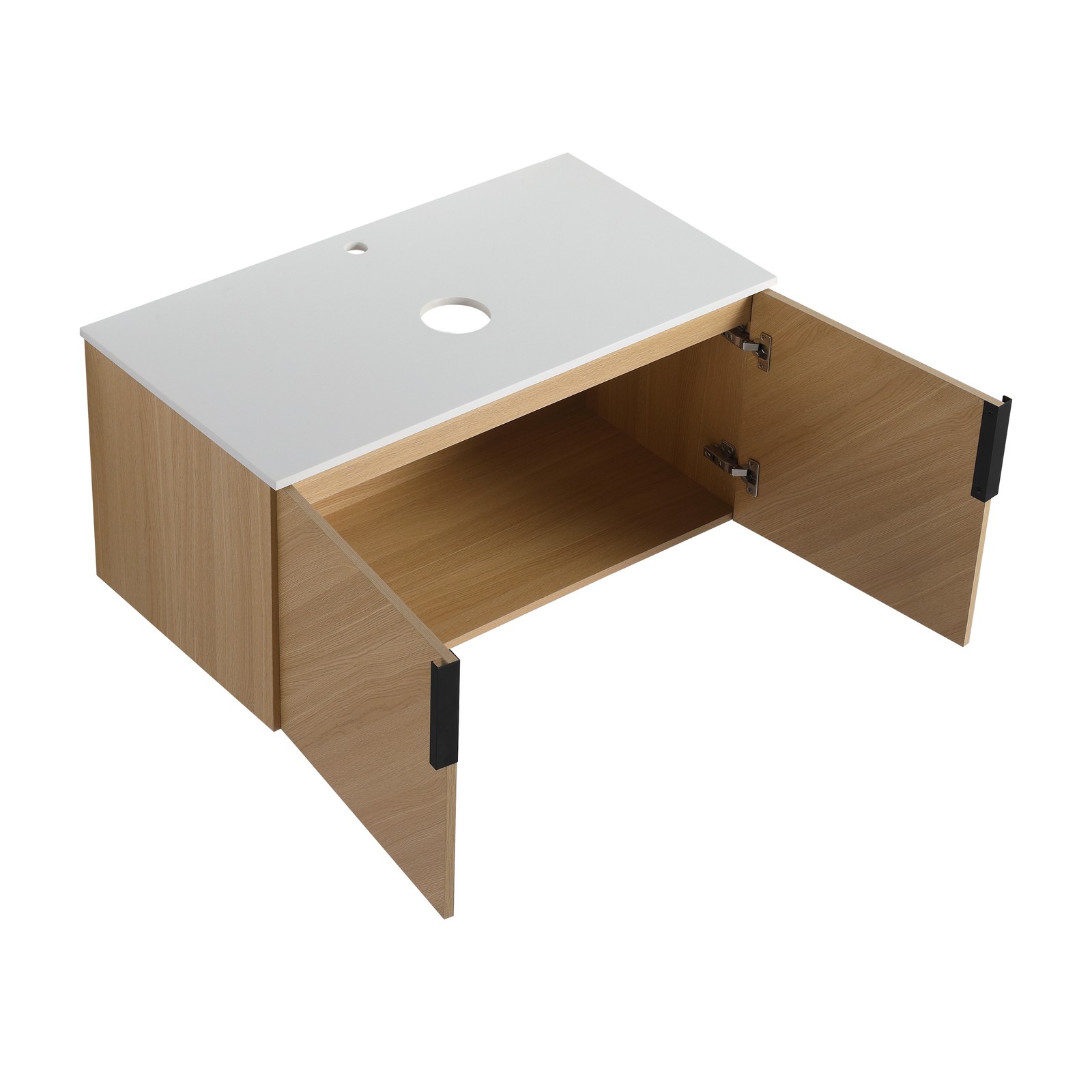 36″ Wall-Mounted Plywood Bathroom Vanity With Top Artificial Stone Slab 2 Doors