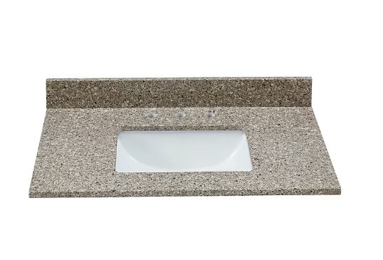 37 in. W x 22 in brown/polished quartz sink counter top