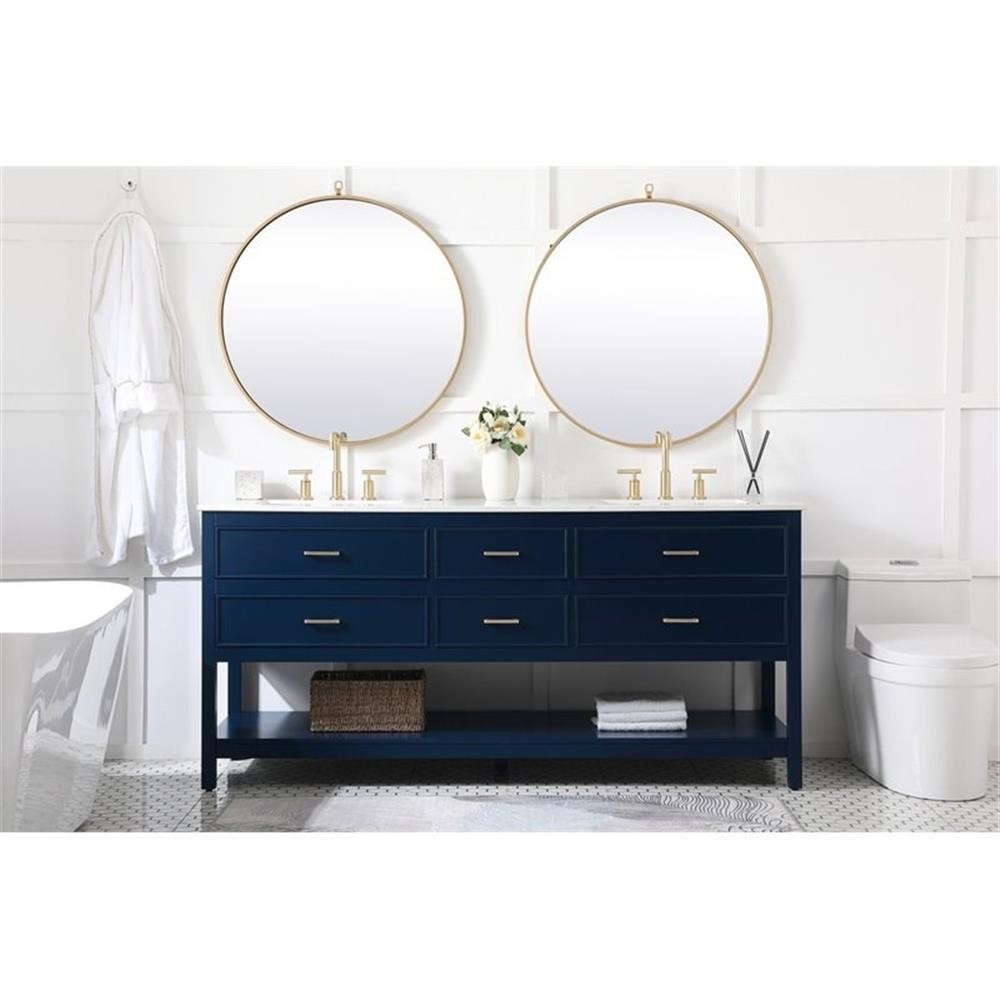 Elegant Decor Sinclaire 72″ Aluminum Alloy & MDF Double Bathroom Vanity in Blue