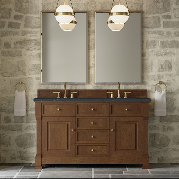 60″ James Martin Brookfield 547-V60D-HNO-3CSP Double Vanity Cabinet Charcoal Top