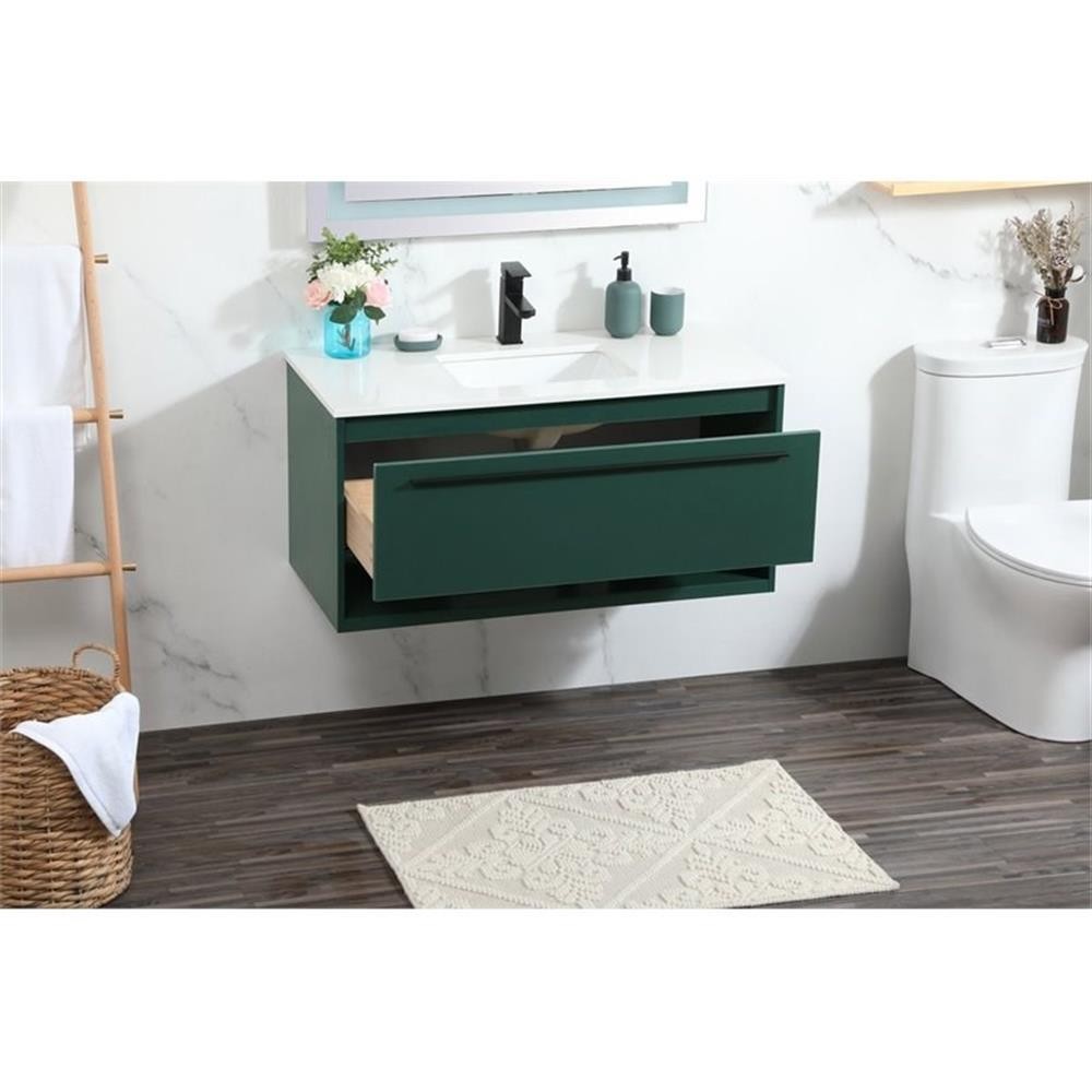 Elegant Decor Roman 40″ Aluminum Alloy MDF Single Bathroom Vanity in Green