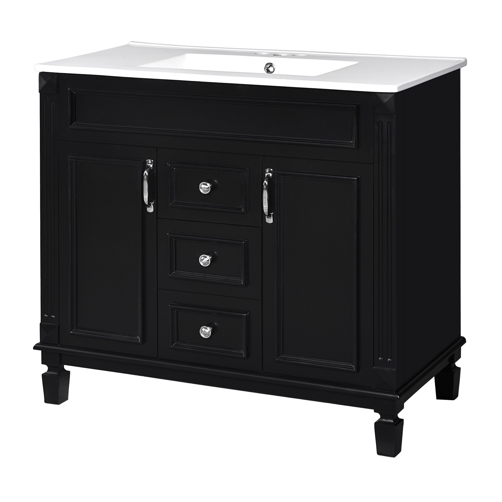 Single sink bathroom dressing table,2 soft-closed doors and 2 drawers