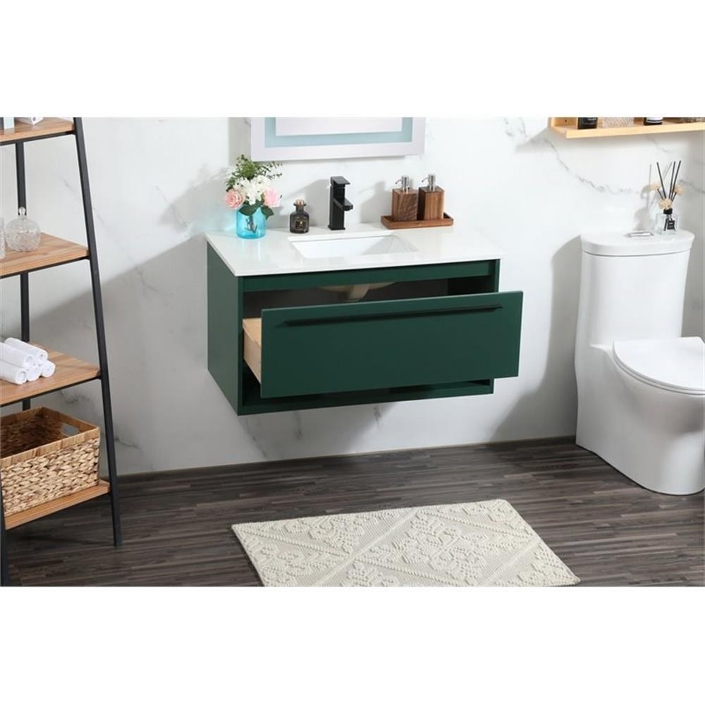 Elegant Decor Roman 36″ Aluminum Alloy MDF Single Bathroom Vanity in Green