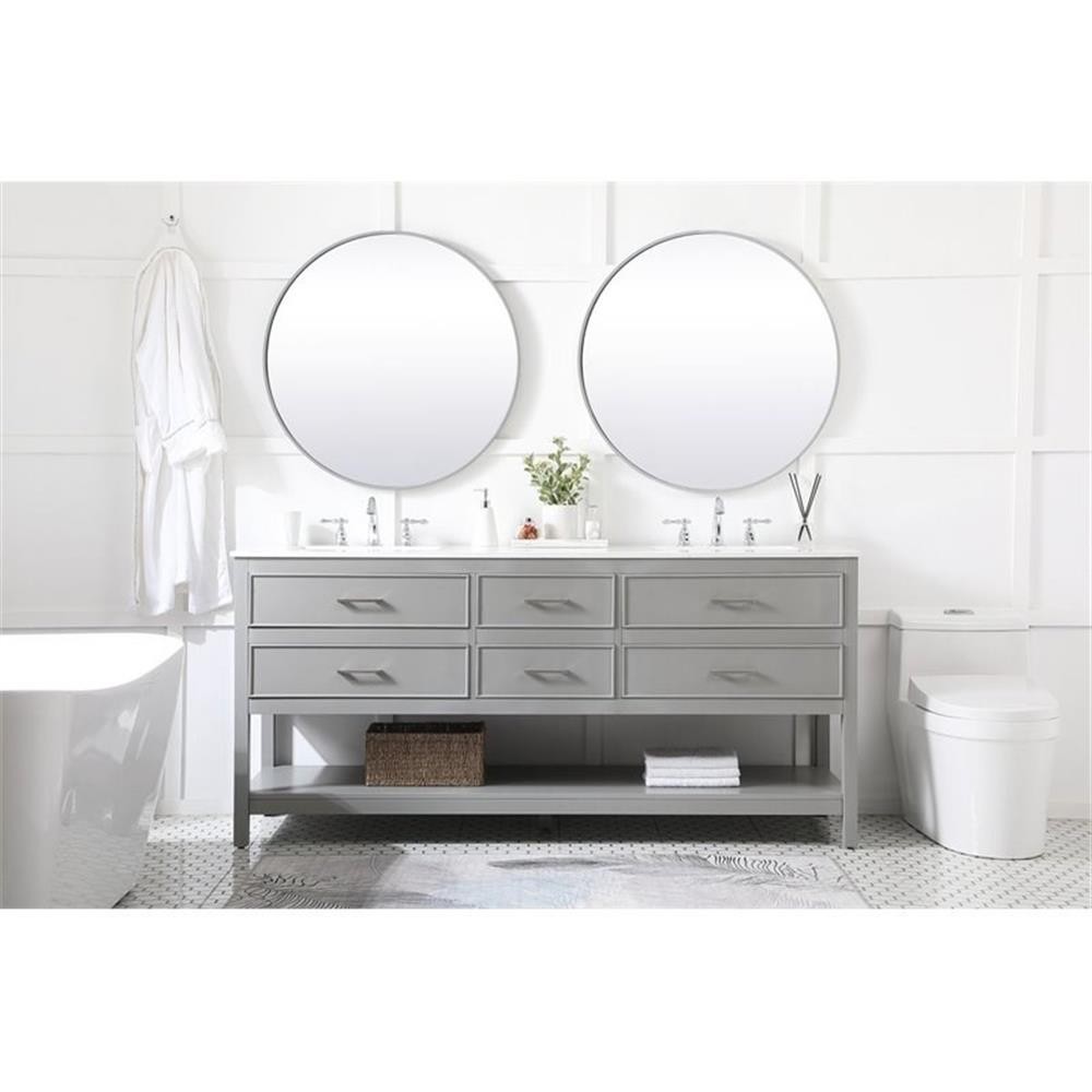 Elegant Decor Sinclaire 72″ Aluminum Alloy & MDF Double Bathroom Vanity in Gray