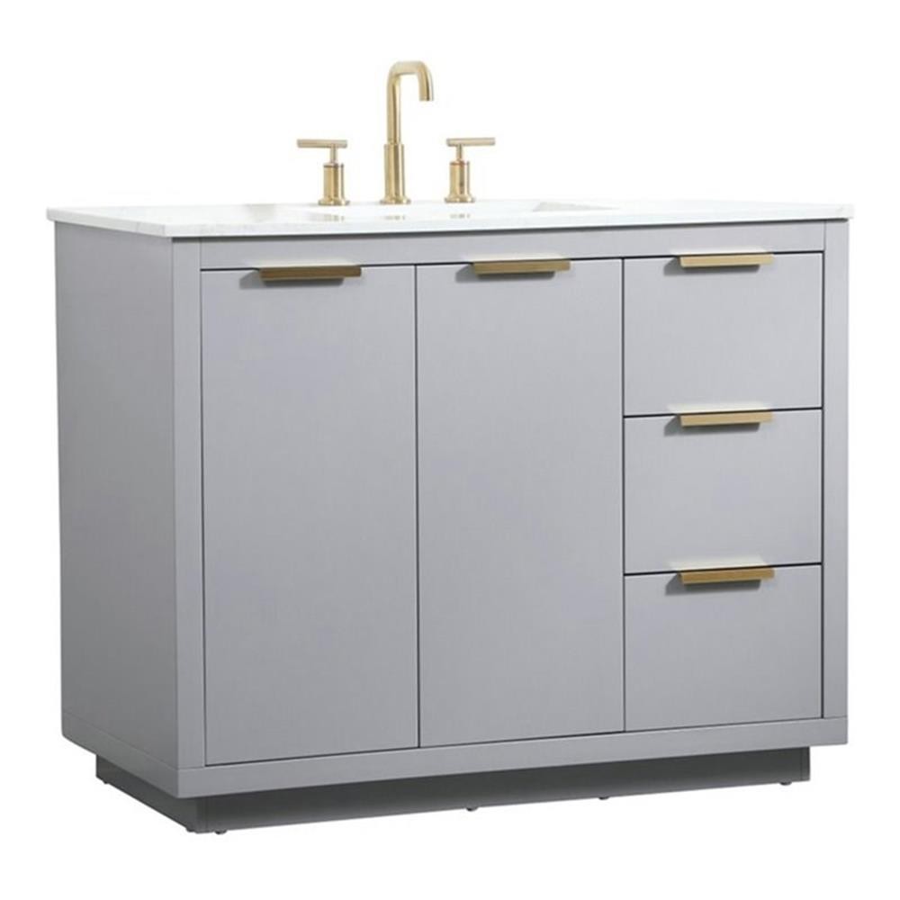 Elegant Decor Blake 42″ Aluminum Alloy MDF Single Bathroom Vanity in Gray