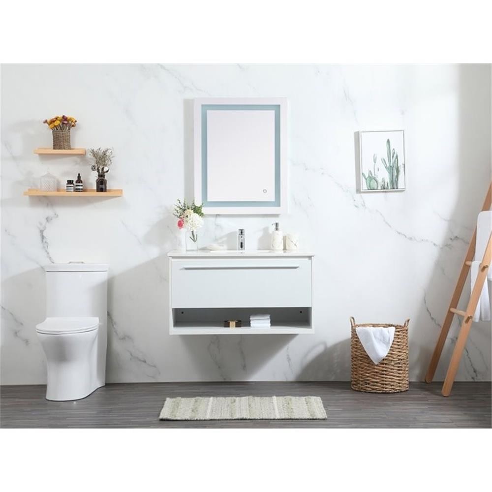 Elegant Decor Roman 36″ Aluminum Alloy MDF Single Bathroom Vanity in White