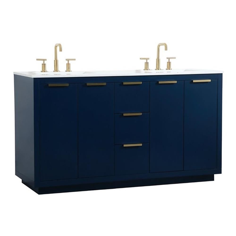 Elegant Decor Blake 60″ Aluminum Alloy MDF Double Bathroom Vanity in Blue