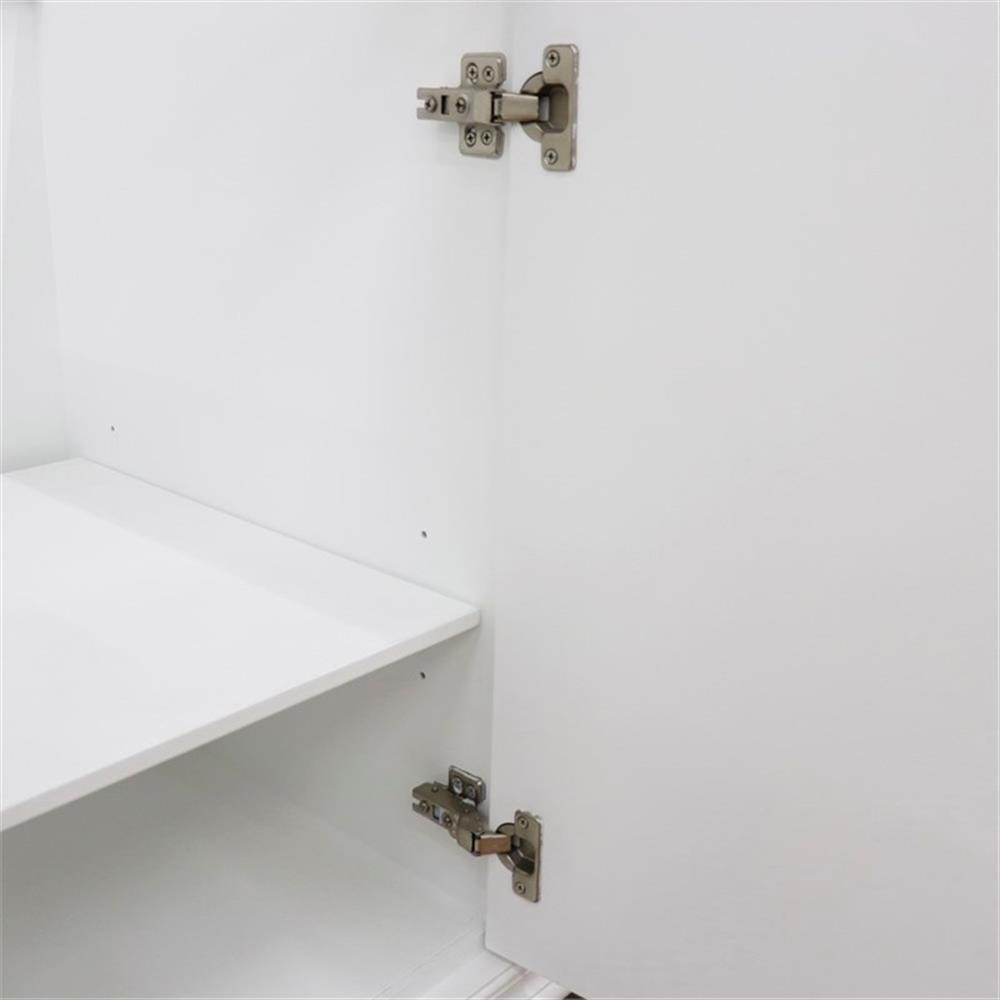 61 in. Single Wooden Vanity White with White Quartz Round Sink