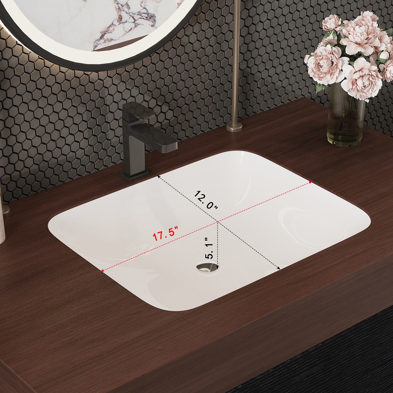 29.9″ Floating Bathroom Vanity with Sintered Stone Top & Ceramic Sink