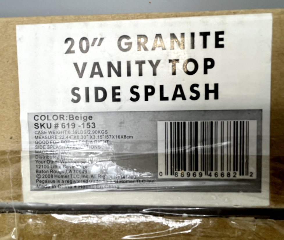 Pegasus 619-153 20″ Beige Granite Side Splash ONLY Colors Vary