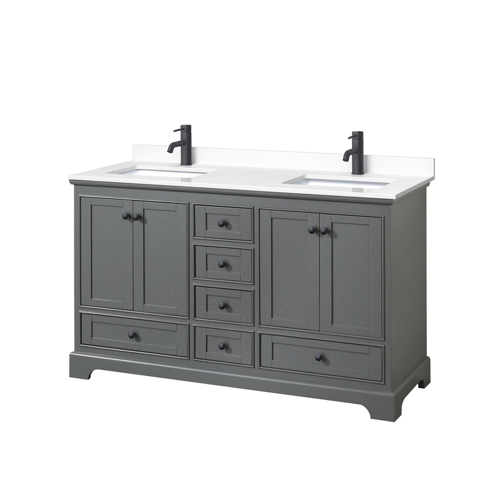 Wyndham Collection WCS202060D-VCA-MXX Deborah 60″ – Dark Gray / White Cultured