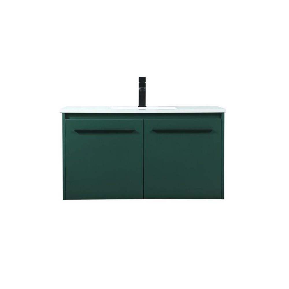 Elegant Decor Penn 36″ Aluminum Alloy MDF Single Bathroom Vanity in Green