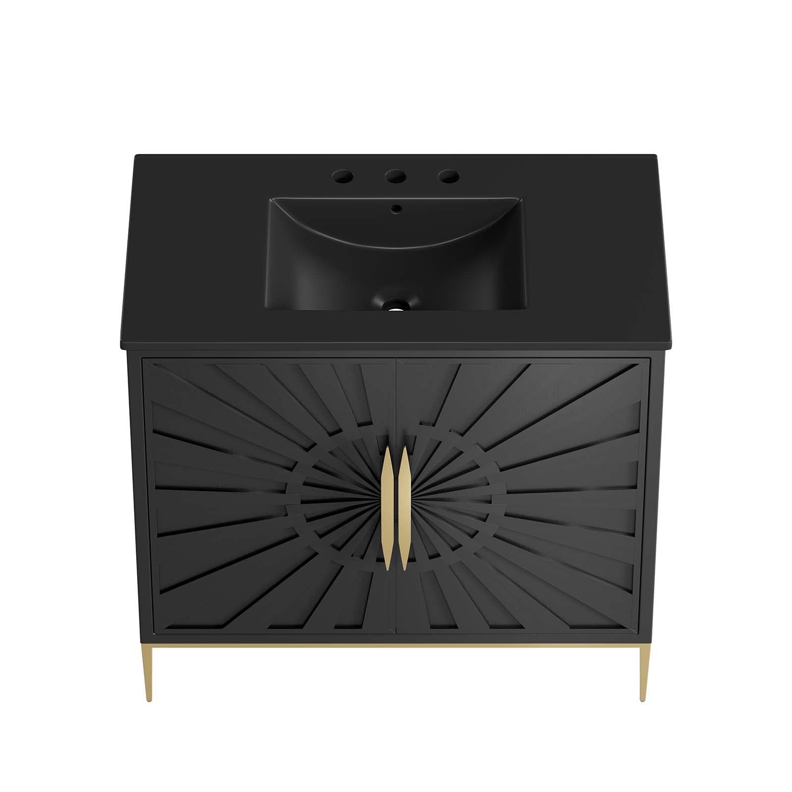 Modway Awaken 36″ Solid Wood and MDF Bathroom Vanity in Black