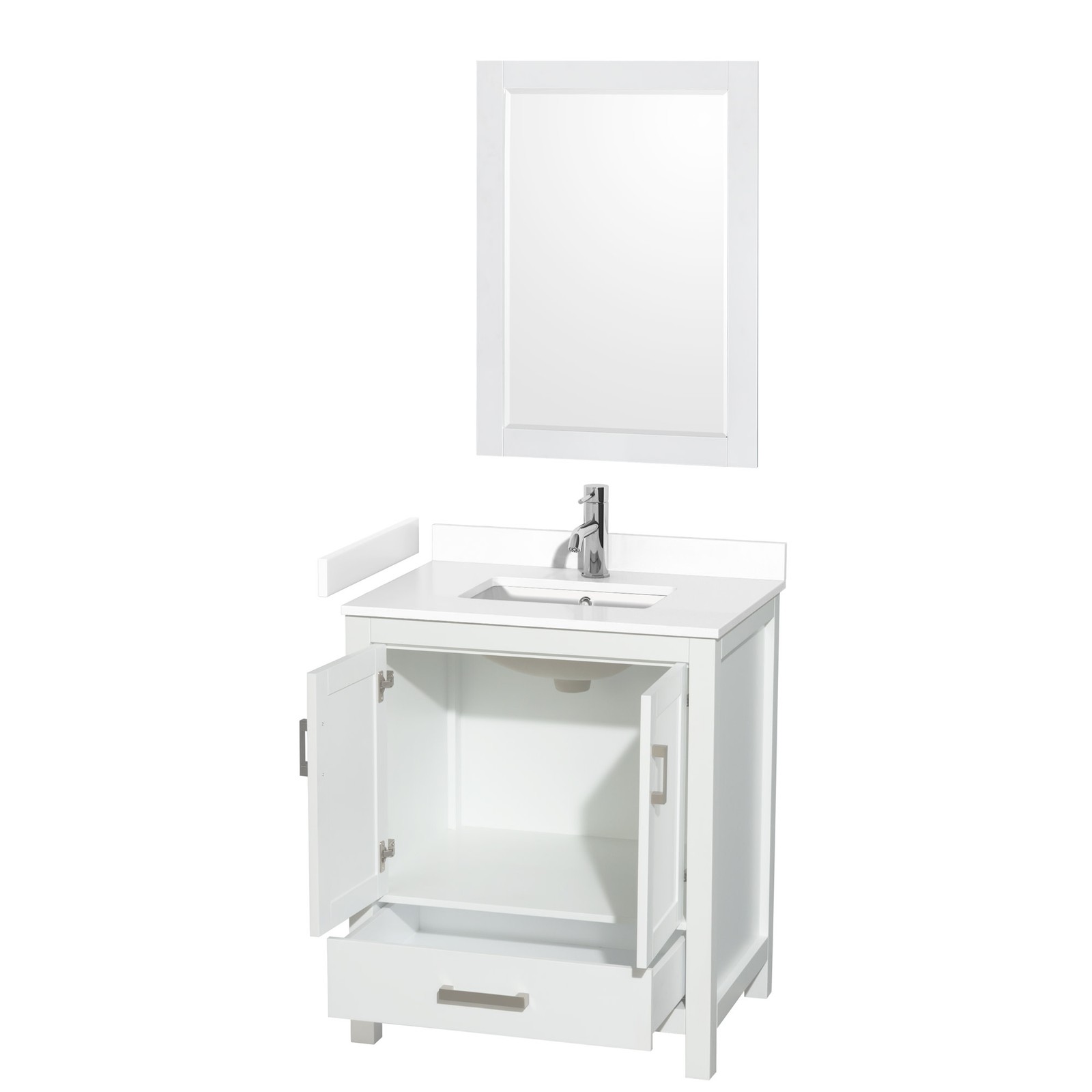 Wyndham Collection WCS141430S-VCA-M24 Sheffield 30″ – White / Carrara Cultured