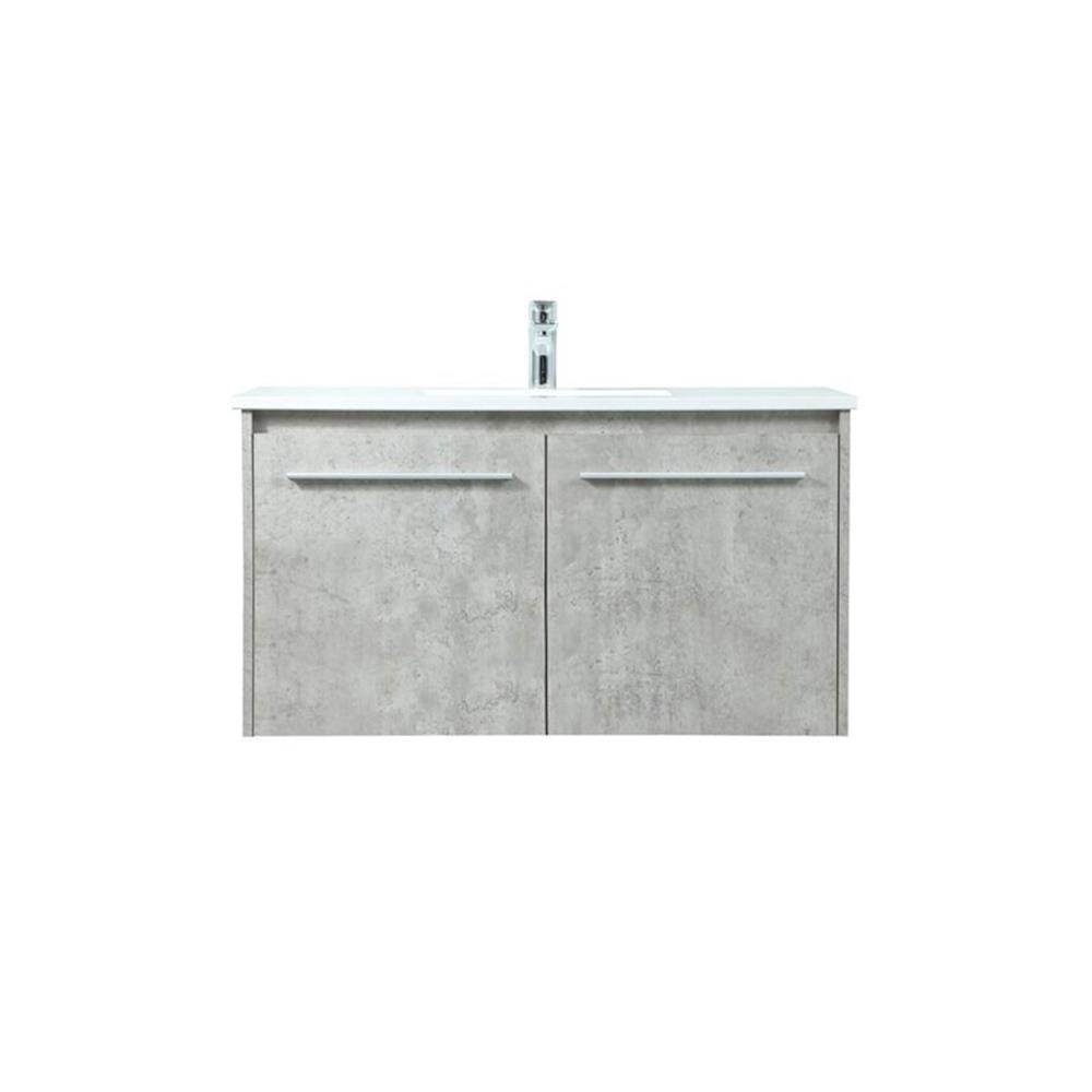 Elegant Decor Penn 36″ Aluminum Alloy MDF Single Bathroom Vanity in Gray