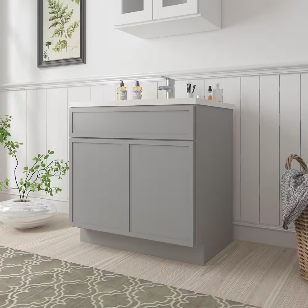 39 In. W X 21 In. D X 32.5 In. H 2-Doors Bath Vanity Cabinet without Top in Gray