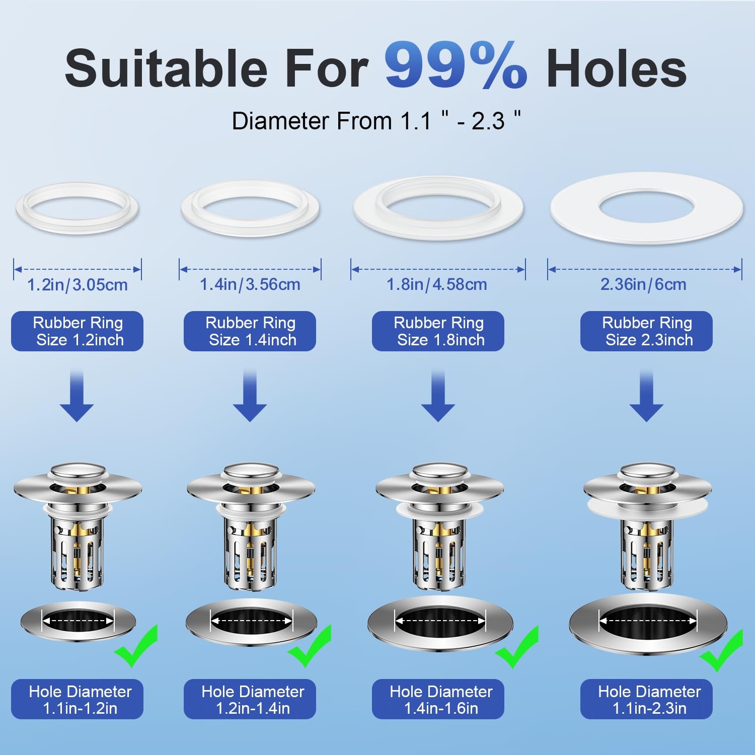 Bathroom Sink Stopper 2 in 1 Pop Up Anti Clog Filter Basket Drain Hair Catch