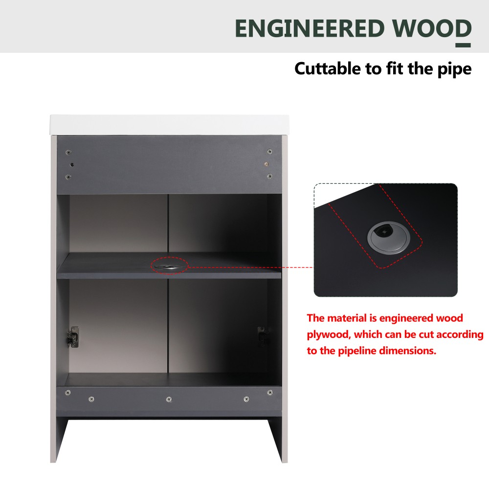 Freestanding Bathroom Vanity with Two Soft-Close Cabinet Doors