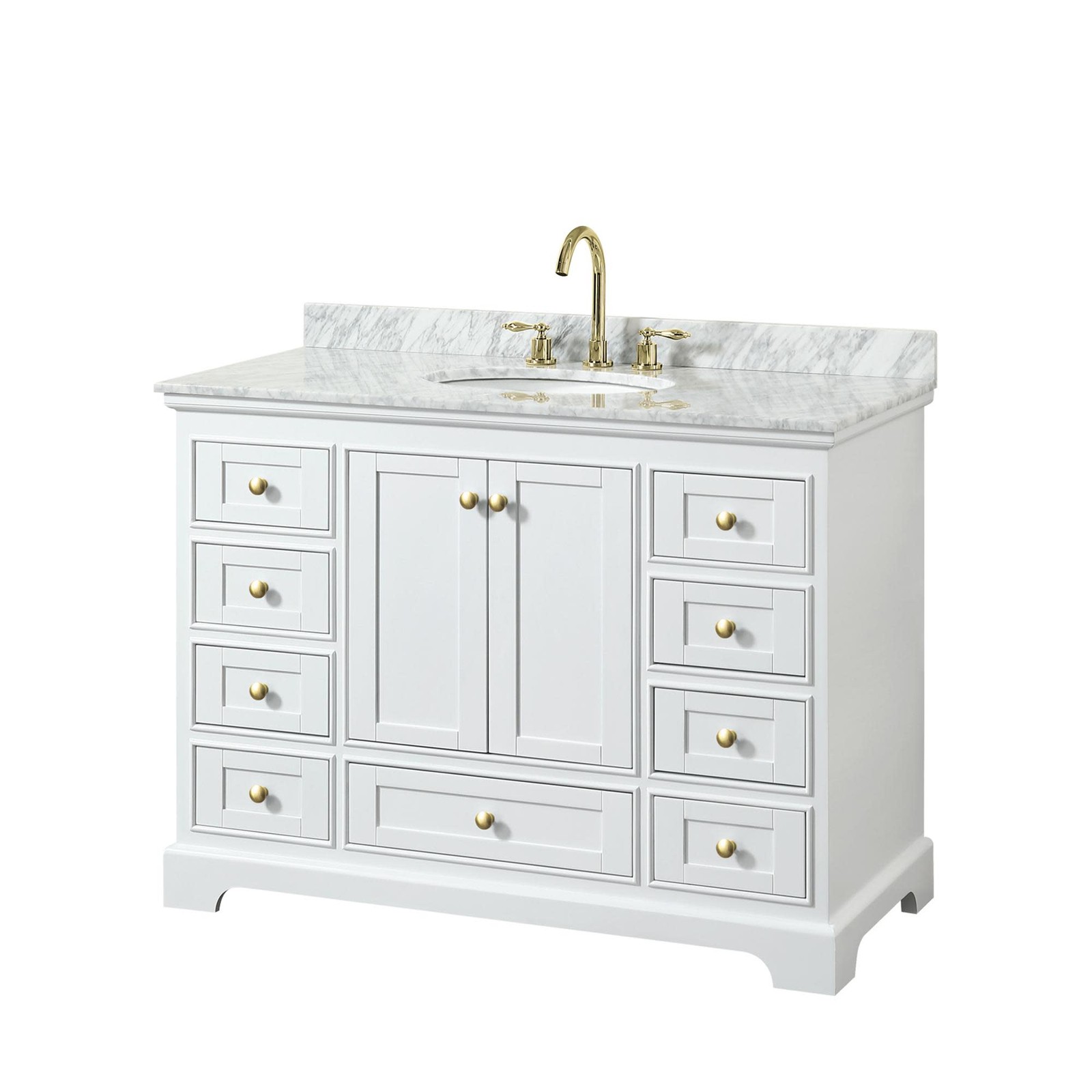 Wyndham Collection WCS202048SCMUNOMXX Deborah 48″ – White / White Carrara Marble