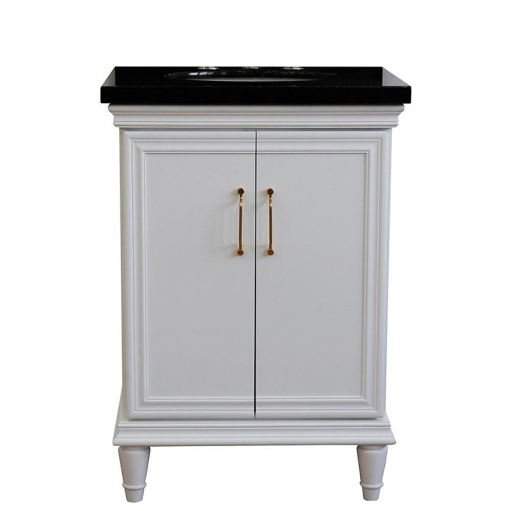 25 in. Single Wooden Vanity White with Black Galaxy Oval Sink