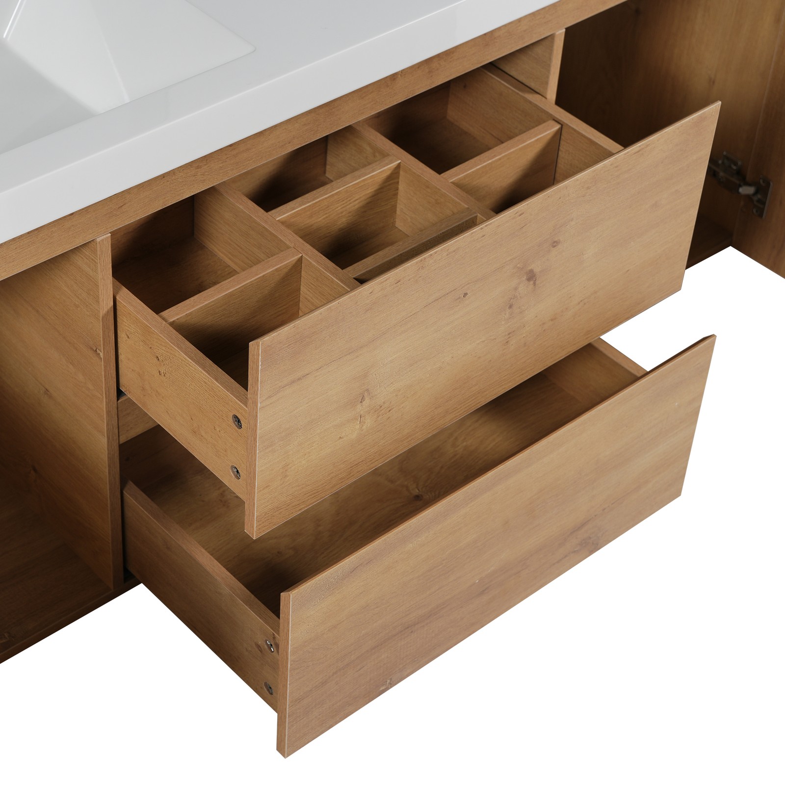 59.3″ Wall-Mounted Double Sink Bathroom Vanity with SMC Top, MDF Cabinet Wood