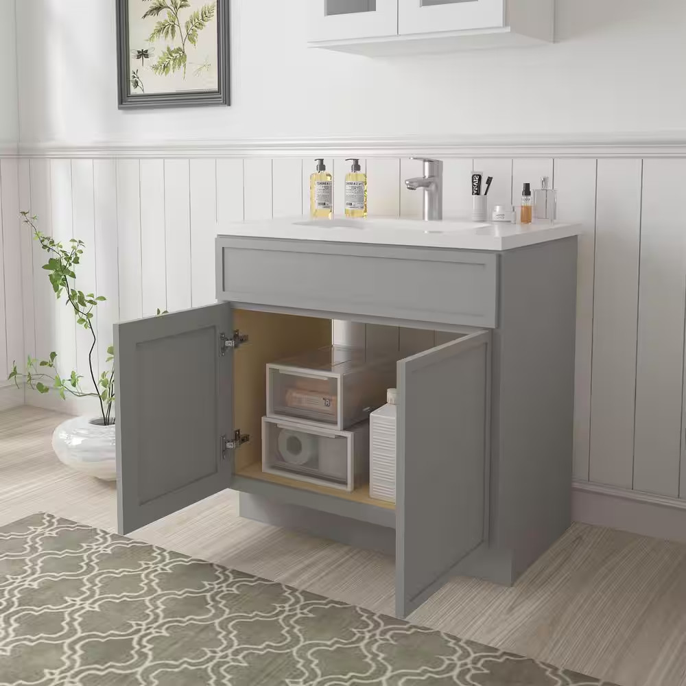 39 In. W X 21 In. D X 32.5 In. H 2-Doors Bath Vanity Cabinet without Top in Gray