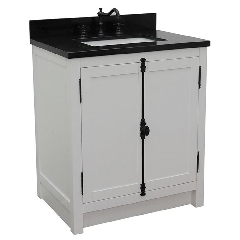 Plantation 31″ Solid Wood Rectangle Sink Vanity in Glacier Ash/Black Galaxy