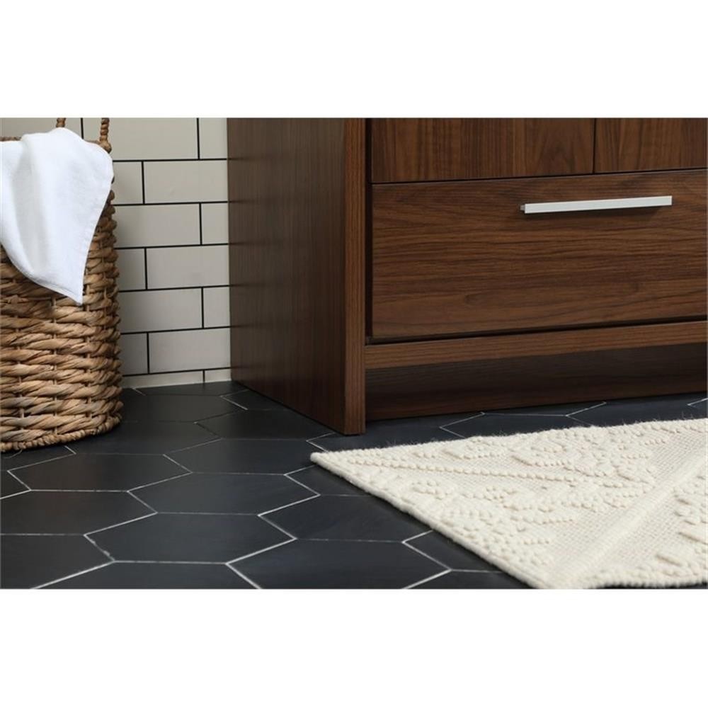 Elegant Decor Wyatt 30″ Aluminum Alloy and MDF Single Bathroom Vanity in Walnut