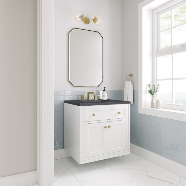 30″ James Martin Chicago 503-V30-GW-3CSP Vanity Cabinet Charcoal Soapstone Top