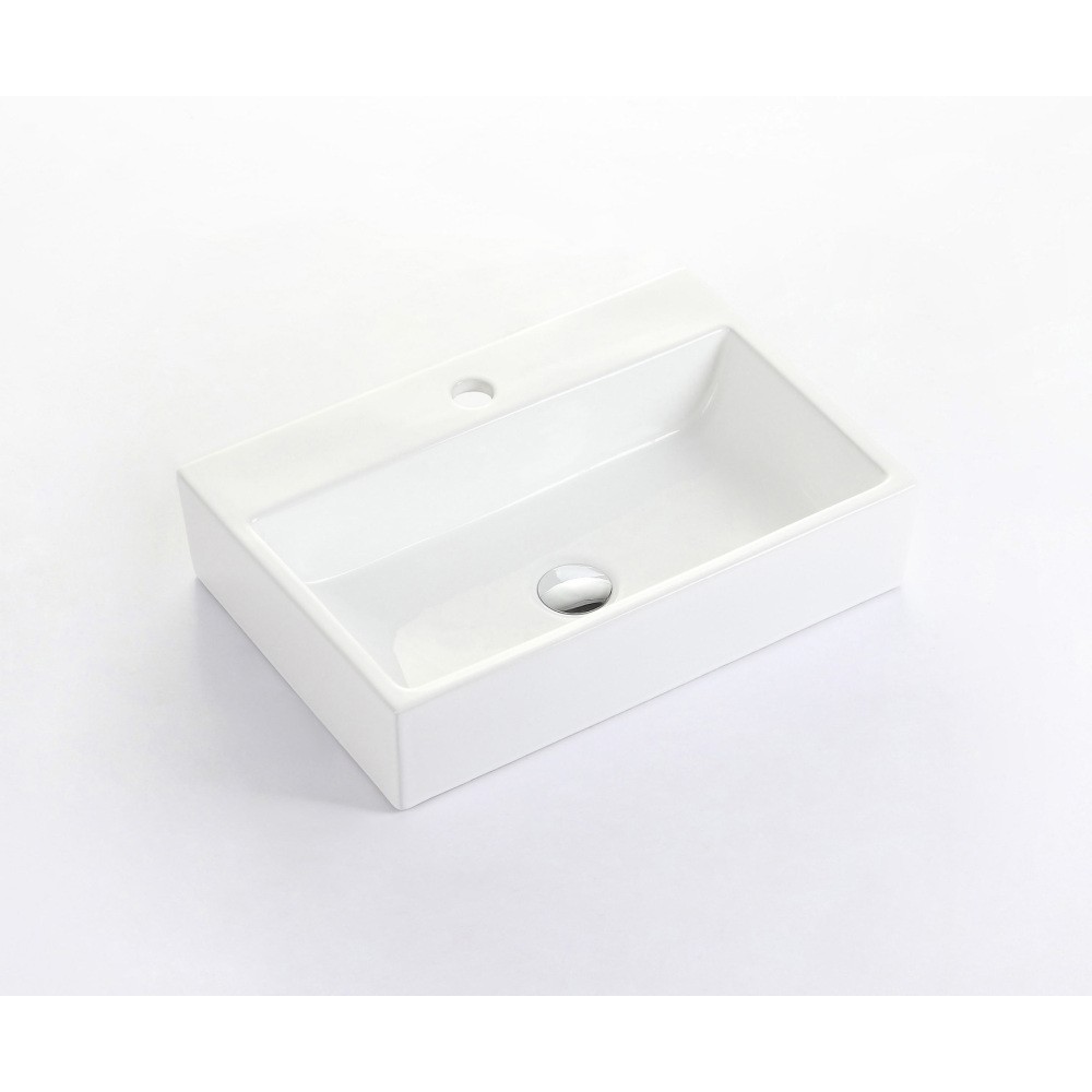 20″x14″ Gloss White Ceramic Bathroom Sink Integrated Design with 1 Faucet Hole
