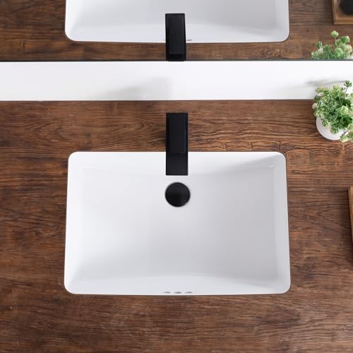 White Ceramic 24″ Undermount Bathroom Sink – Rectangular – 23.8″x16.3″