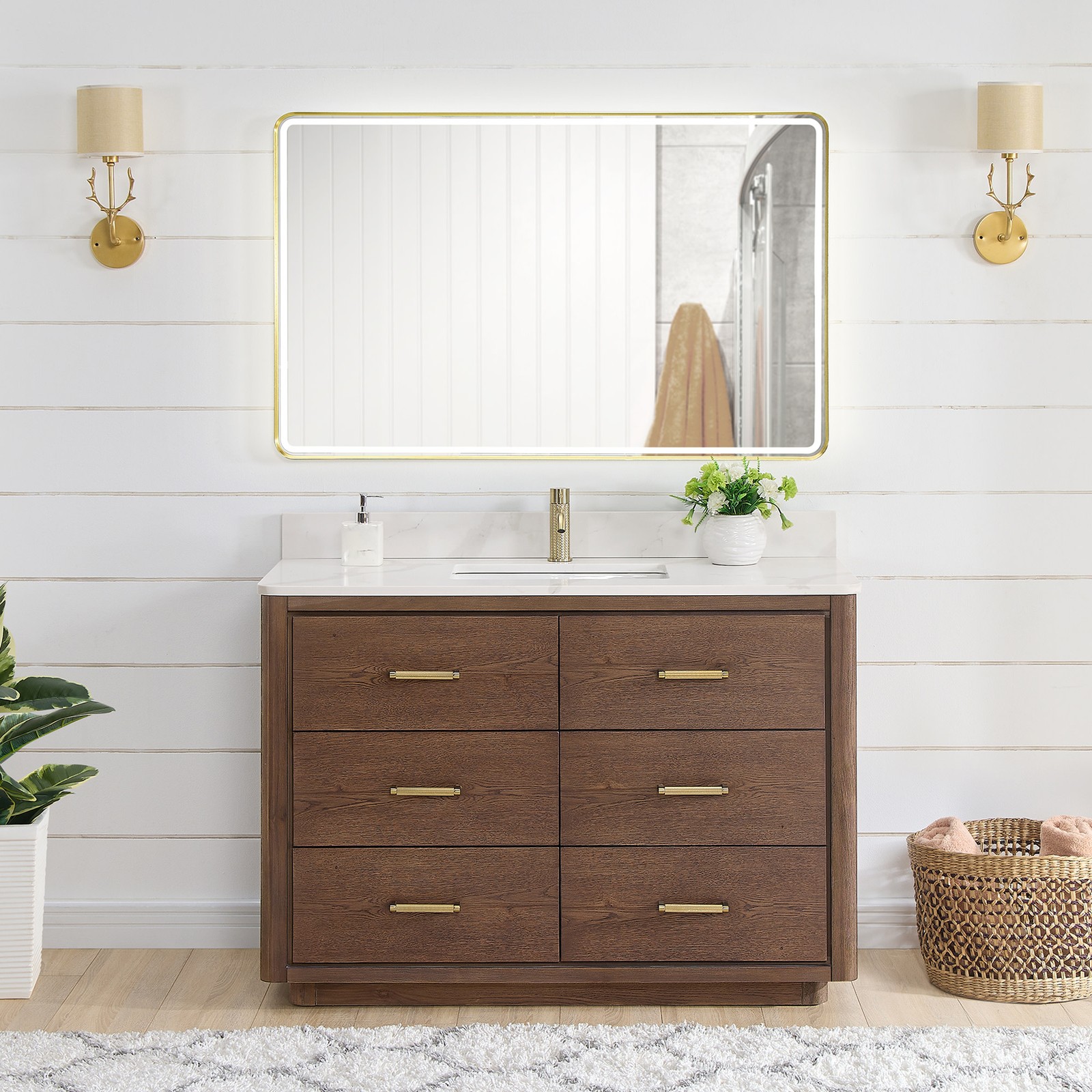 Miseno MV-706548 Porto 48″ – Aged Natural Oak / Fish Maw White