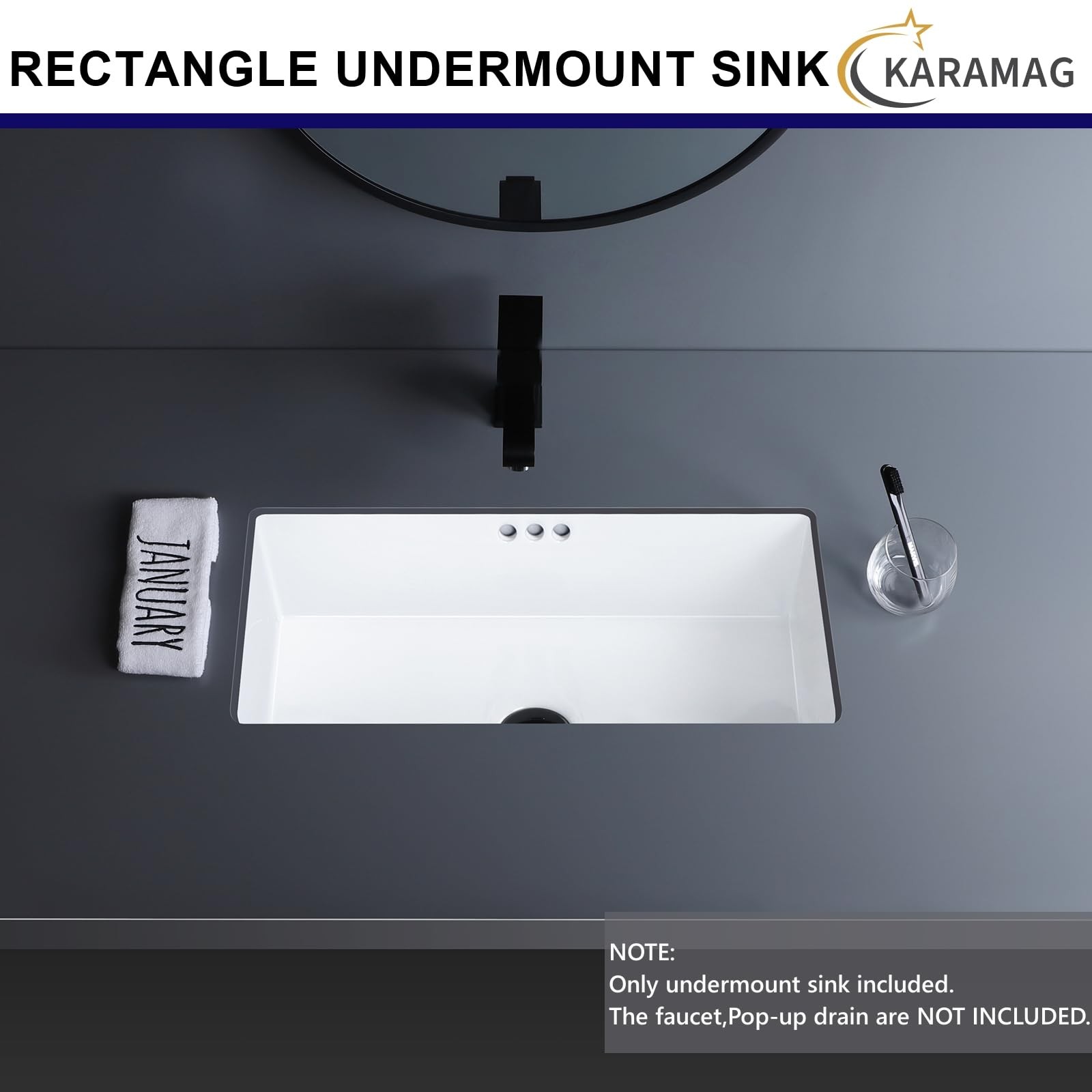 22 Inch Undermount Bathroom Sink Rectangle Undermount Sink White Ceramic Unde…