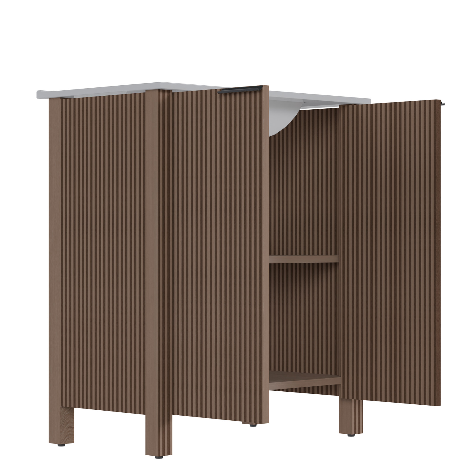 Bathroom Vanity Cabinet with White Ceramic Sink 30″ x 18.5″ x 34.5″ Brown