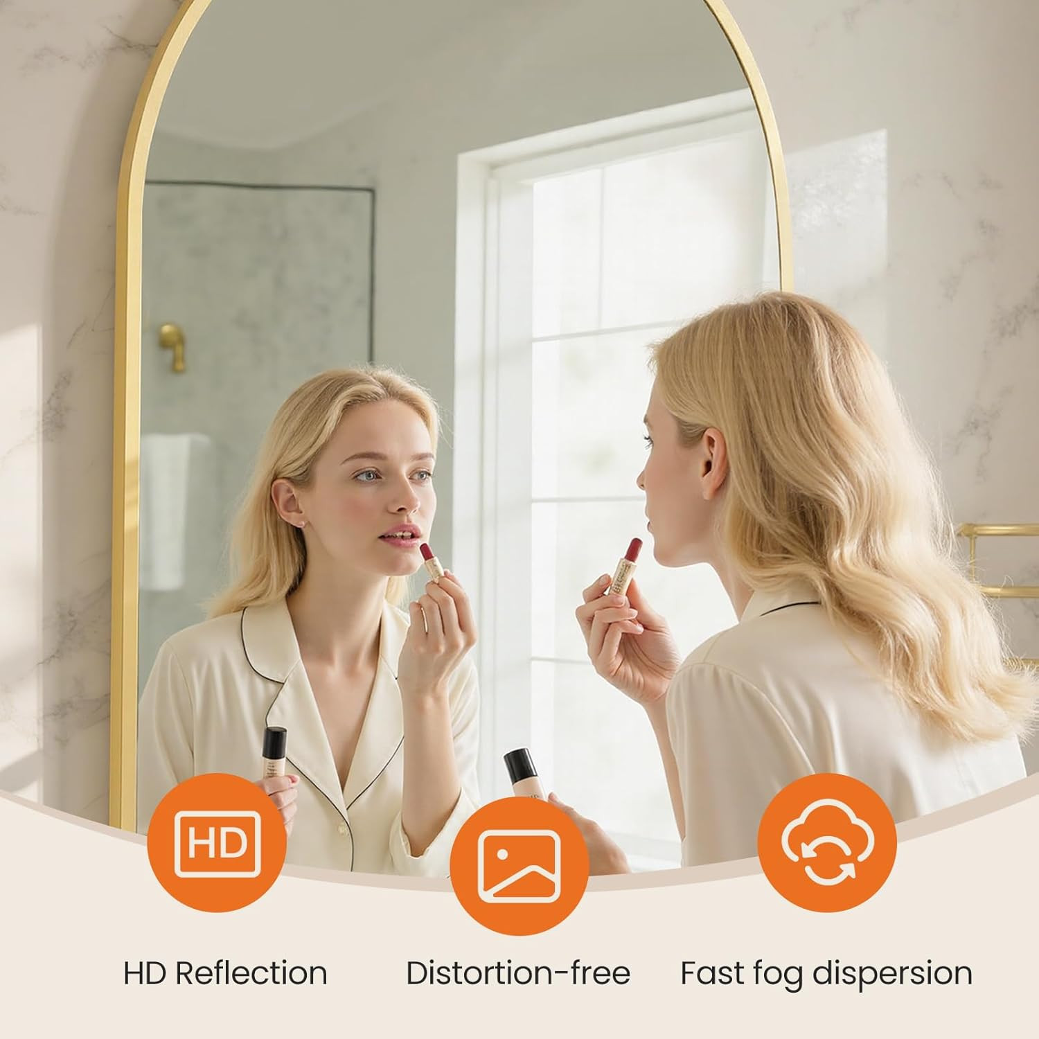 26.5″X38″ Arched Gold Bathroom Vanity Mirror for over Sink, Wall Decor Mirror fo